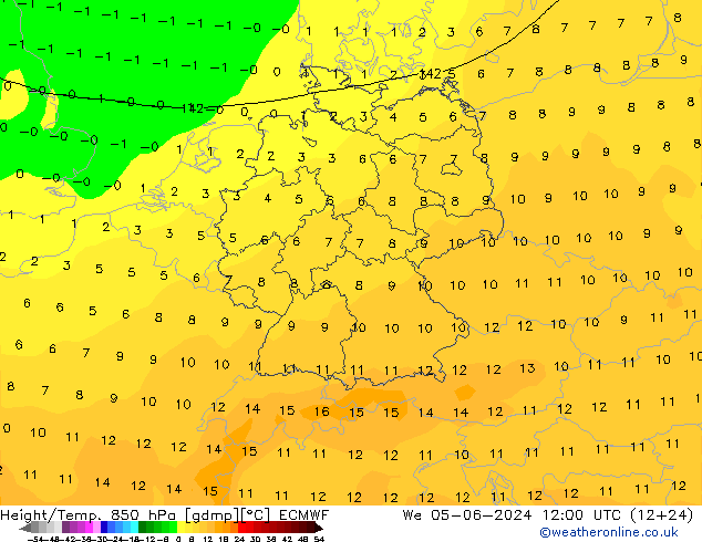 Z500/Rain (+SLP)/Z850 ECMWF Mi 05.06.2024 12 UTC