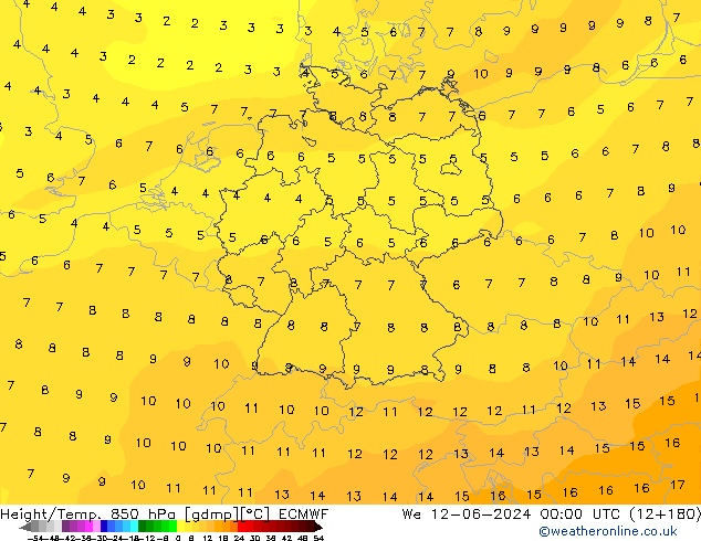 Height/Temp. 850 hPa ECMWF  12.06.2024 00 UTC