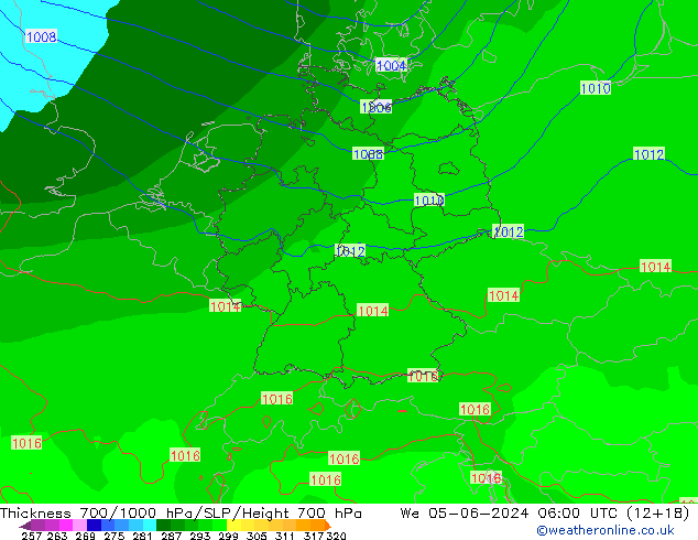 Dikte700-1000 hPa ECMWF wo 05.06.2024 06 UTC