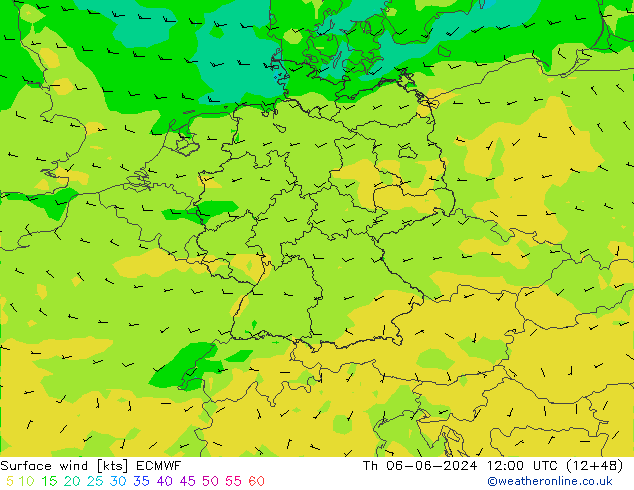 Surface wind ECMWF Th 06.06.2024 12 UTC