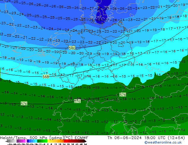 Z500/Rain (+SLP)/Z850 ECMWF jue 06.06.2024 18 UTC