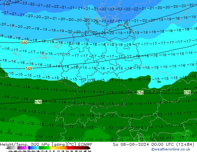 Z500/Rain (+SLP)/Z850 ECMWF Sa 08.06.2024 00 UTC