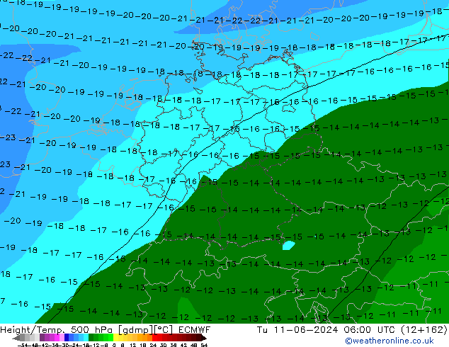 Z500/Rain (+SLP)/Z850 ECMWF вт 11.06.2024 06 UTC