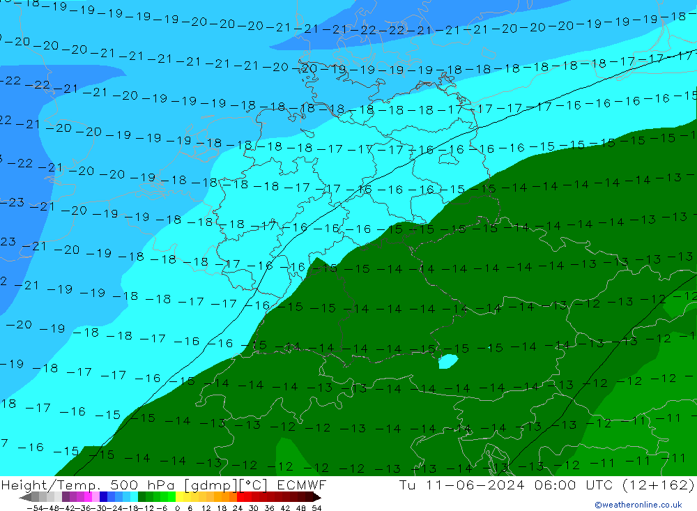 Z500/Rain (+SLP)/Z850 ECMWF вт 11.06.2024 06 UTC