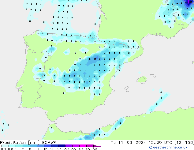 Precipitation ECMWF Tu 11.06.2024 00 UTC