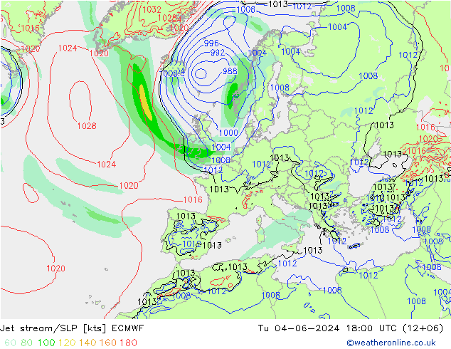 Corrente a getto ECMWF mar 04.06.2024 18 UTC