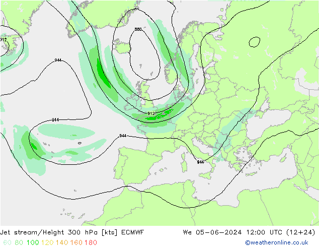 Corrente a getto ECMWF mer 05.06.2024 12 UTC