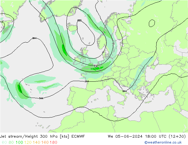 Jet stream/Height 300 hPa ECMWF We 05.06.2024 18 UTC