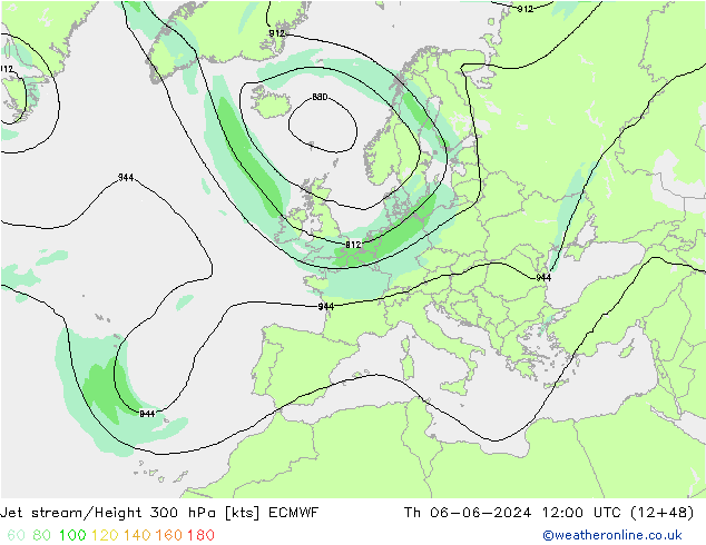 Prąd strumieniowy ECMWF czw. 06.06.2024 12 UTC