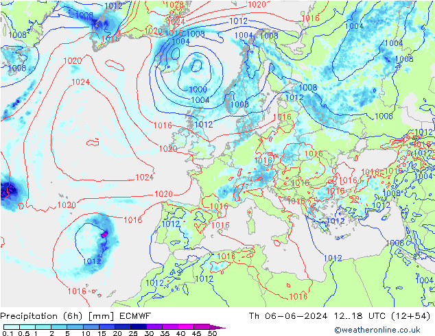 Z500/Rain (+SLP)/Z850 ECMWF gio 06.06.2024 18 UTC