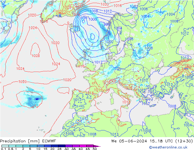 Precipitation ECMWF We 05.06.2024 18 UTC