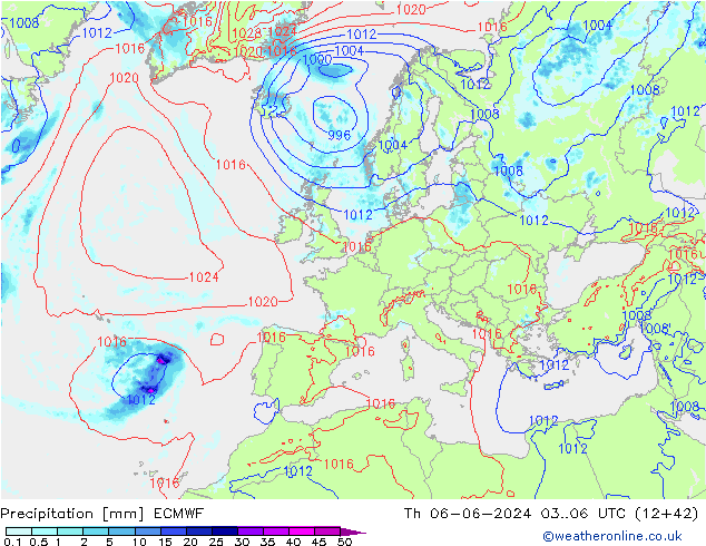 Precipitazione ECMWF gio 06.06.2024 06 UTC