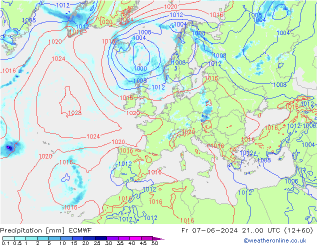 Precipitazione ECMWF ven 07.06.2024 00 UTC