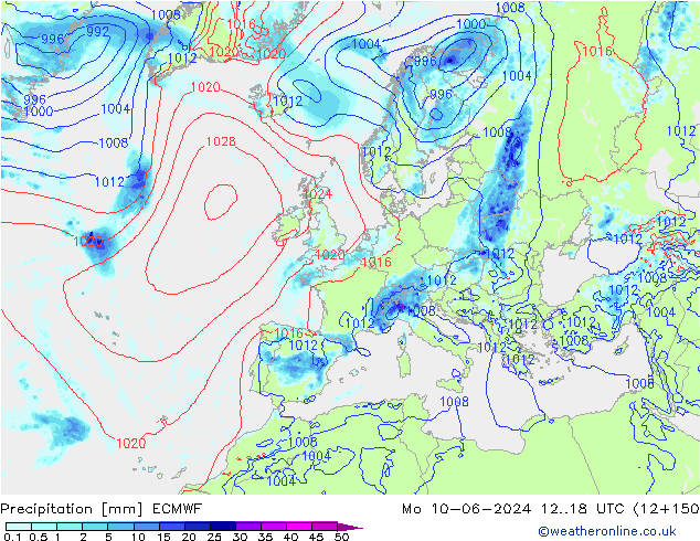 Neerslag ECMWF ma 10.06.2024 18 UTC