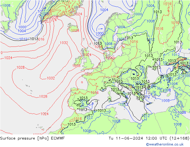 ciśnienie ECMWF wto. 11.06.2024 12 UTC