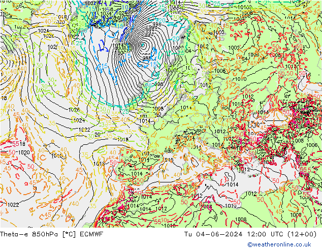 Theta-e 850hPa ECMWF Ter 04.06.2024 12 UTC