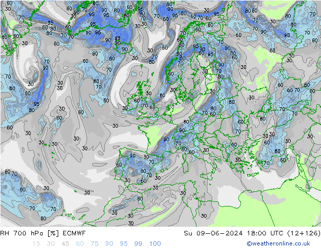 RH 700 hPa ECMWF So 09.06.2024 18 UTC