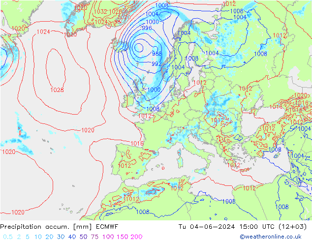 Precipitation accum. ECMWF wto. 04.06.2024 15 UTC