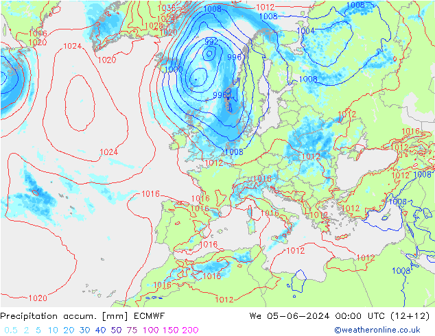 Precipitation accum. ECMWF We 05.06.2024 00 UTC