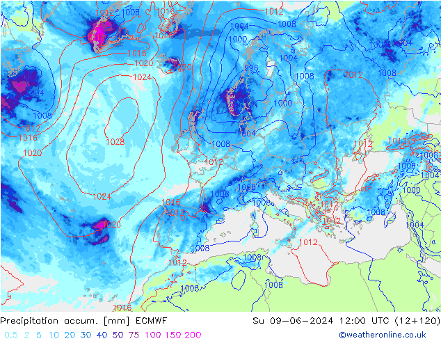 Nied. akkumuliert ECMWF So 09.06.2024 12 UTC