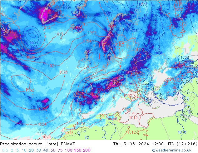 Toplam Yağış ECMWF Per 13.06.2024 12 UTC