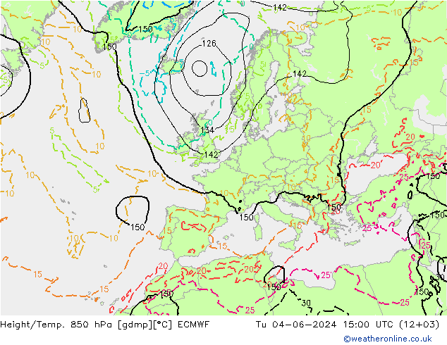 Height/Temp. 850 hPa ECMWF Ter 04.06.2024 15 UTC