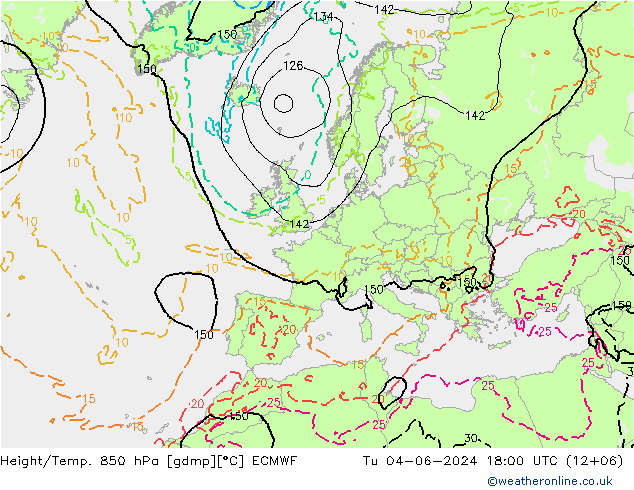 Z500/Regen(+SLP)/Z850 ECMWF di 04.06.2024 18 UTC