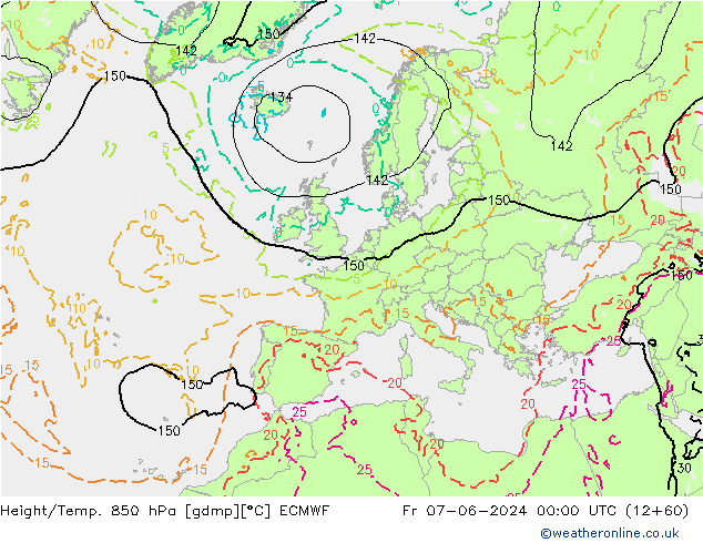 Z500/Rain (+SLP)/Z850 ECMWF Fr 07.06.2024 00 UTC