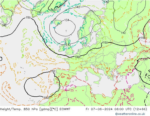 Height/Temp. 850 hPa ECMWF ven 07.06.2024 06 UTC