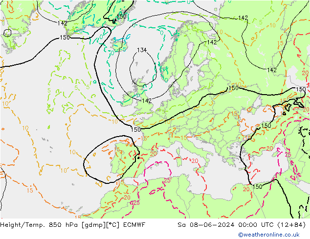 Z500/Rain (+SLP)/Z850 ECMWF sab 08.06.2024 00 UTC