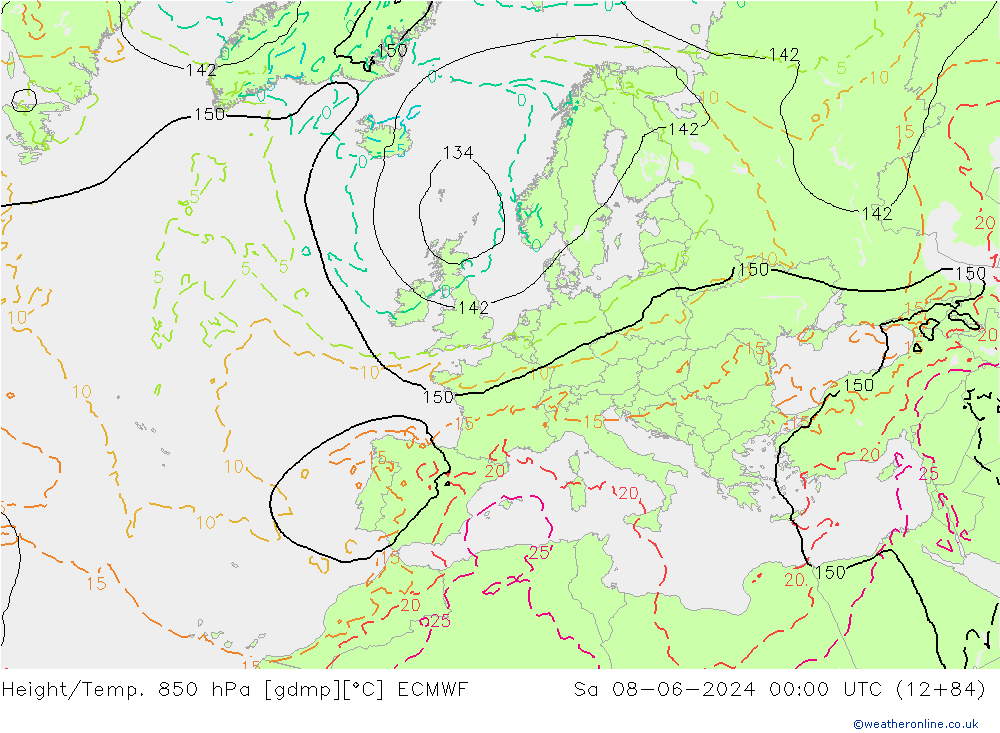 Z500/Rain (+SLP)/Z850 ECMWF sab 08.06.2024 00 UTC