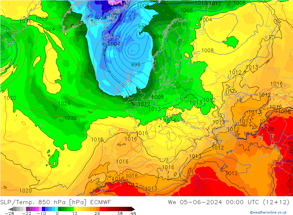 SLP/Temp. 850 hPa ECMWF We 05.06.2024 00 UTC