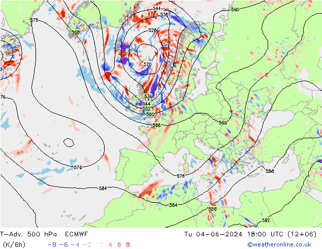 T-Adv. 500 hPa ECMWF Ter 04.06.2024 18 UTC