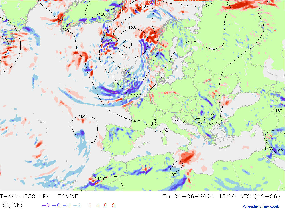 T-Adv. 850 hPa ECMWF Ter 04.06.2024 18 UTC