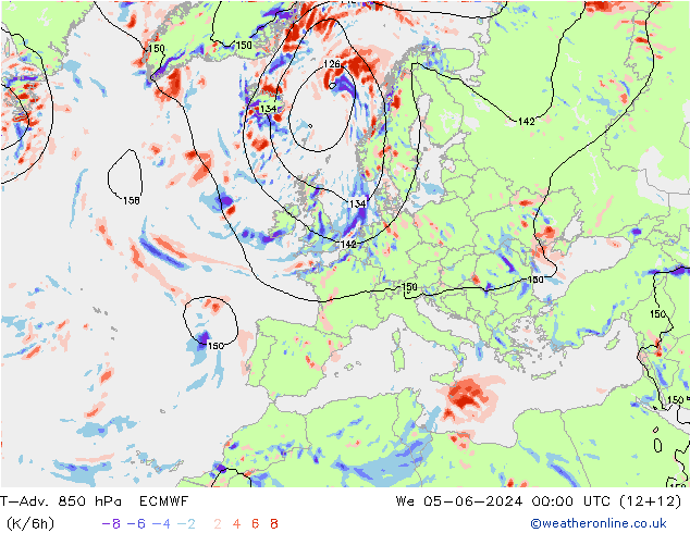 T-Adv. 850 hPa ECMWF Mi 05.06.2024 00 UTC