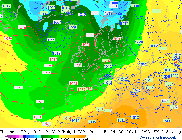 Thck 700-1000 hPa ECMWF  14.06.2024 12 UTC