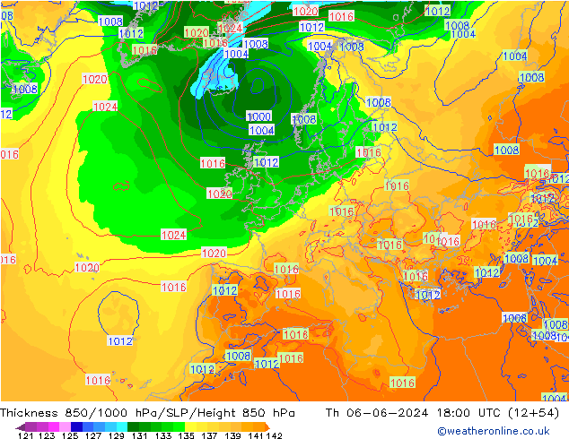 Thck 850-1000 hPa ECMWF Th 06.06.2024 18 UTC