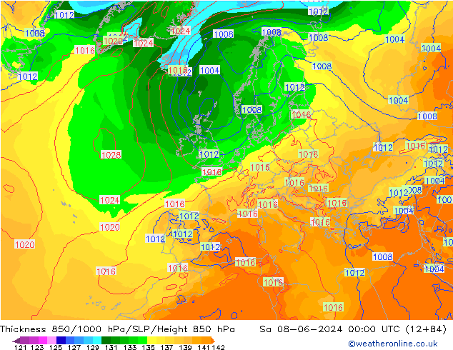 850-1000 hPa Kalınlığı ECMWF Cts 08.06.2024 00 UTC