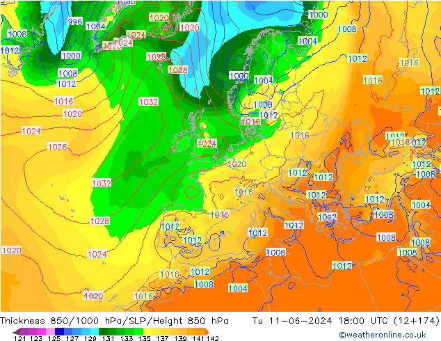 Thck 850-1000 hPa ECMWF  11.06.2024 18 UTC