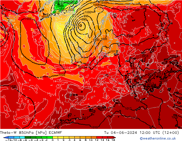 Theta-W 850hPa ECMWF di 04.06.2024 12 UTC