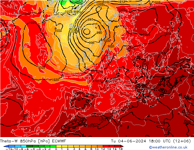 Theta-W 850hPa ECMWF Ter 04.06.2024 18 UTC