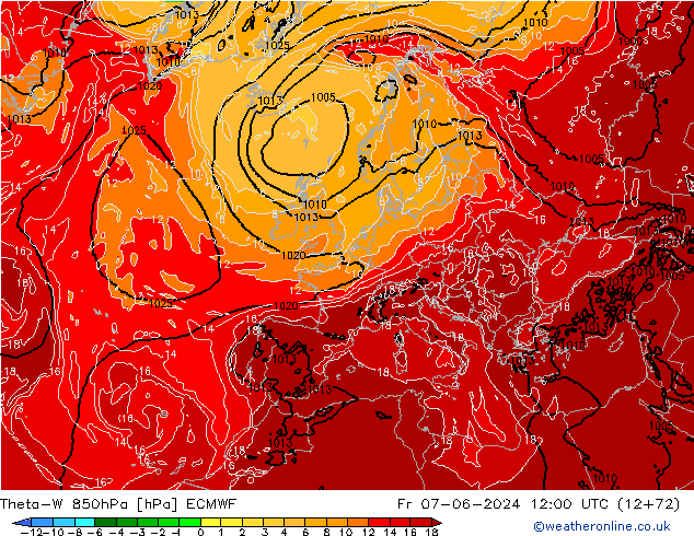 Theta-W 850hPa ECMWF ven 07.06.2024 12 UTC