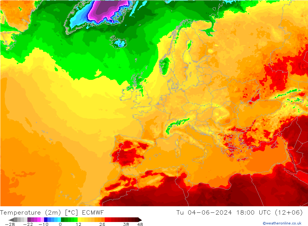 Temperatura (2m) ECMWF mar 04.06.2024 18 UTC