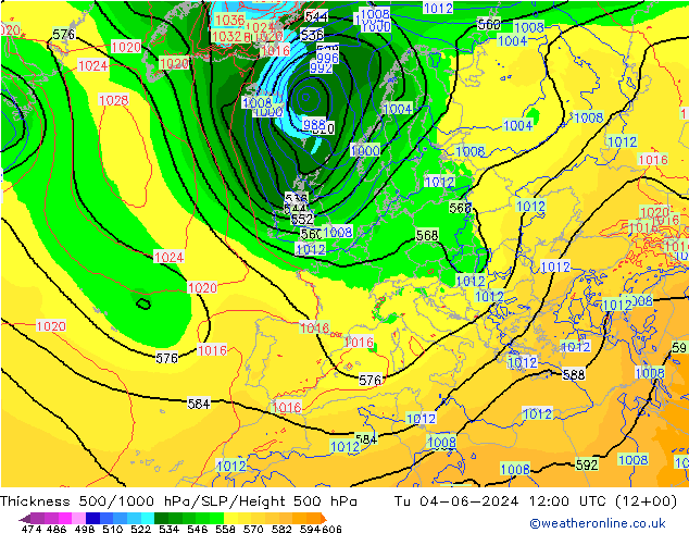 500-1000 hPa Kalınlığı ECMWF Sa 04.06.2024 12 UTC