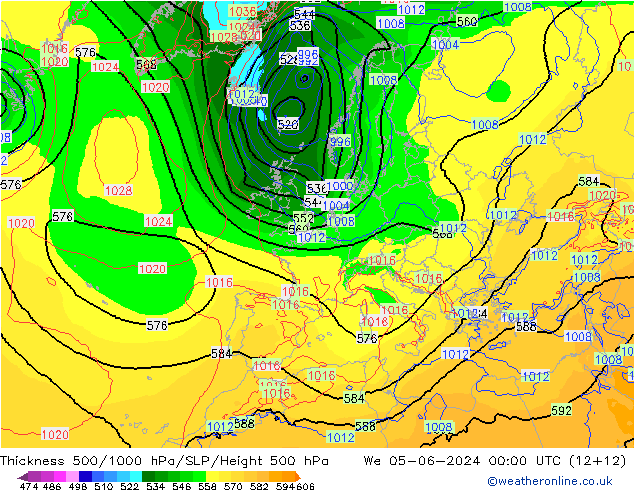 Thck 500-1000hPa ECMWF mer 05.06.2024 00 UTC