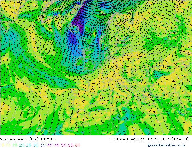 风 10 米 ECMWF 星期二 04.06.2024 12 UTC