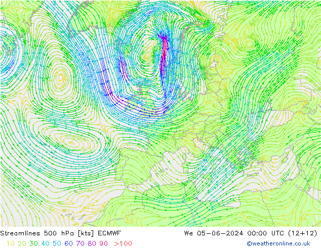 Stroomlijn 500 hPa ECMWF wo 05.06.2024 00 UTC