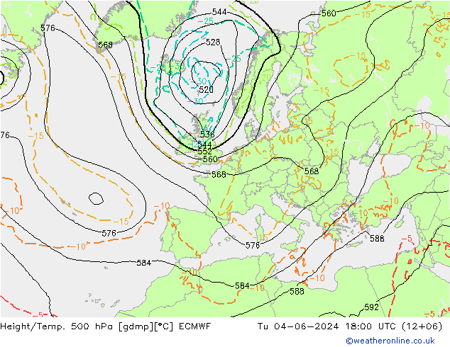 Z500/Regen(+SLP)/Z850 ECMWF di 04.06.2024 18 UTC