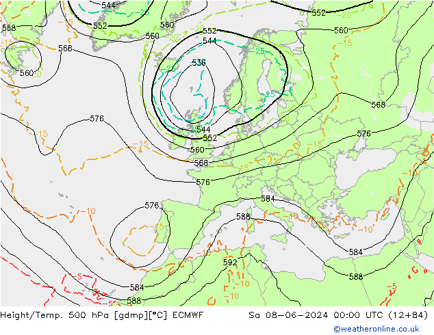 Z500/Rain (+SLP)/Z850 ECMWF sab 08.06.2024 00 UTC