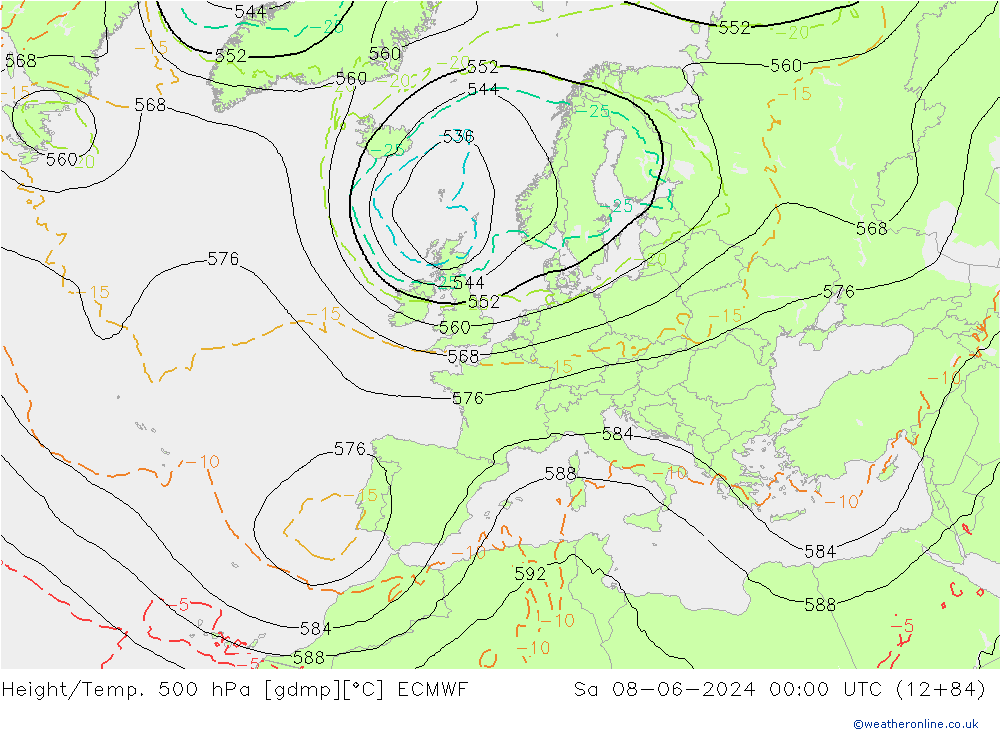 Z500/Rain (+SLP)/Z850 ECMWF sab 08.06.2024 00 UTC